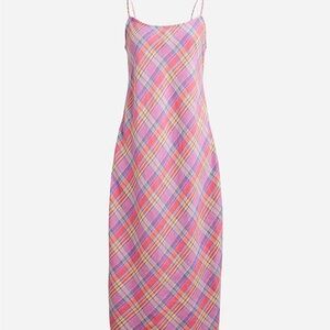 J. Crew Pink Plaid Maxi Dress